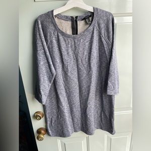 Heather bkue 3/4 sleeve tunic knit womens ladies large top shirt casual